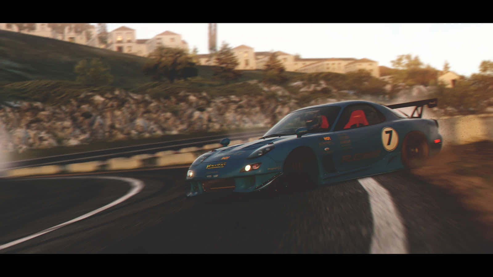 Mazda R X7 Driftingon Track Background