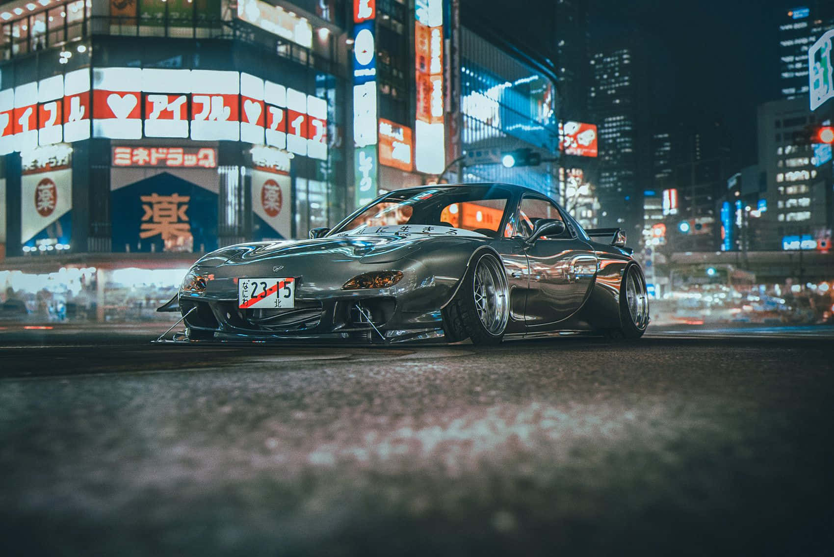 Mazda R X7 Urban Drift Night Scene Background