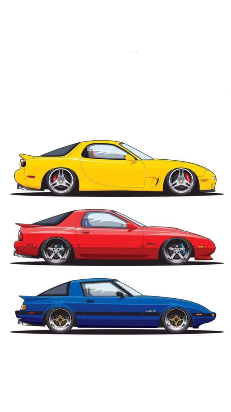 Mazda Rx7 Fc Classic Code Three Colored Artwork