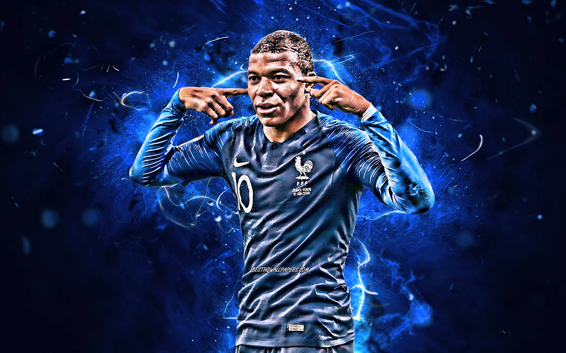 Mbappe Blue Abstract Fanart Background