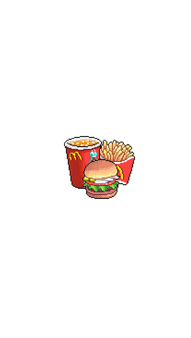 Mcdonald's Burger And Fries On A White Background Background