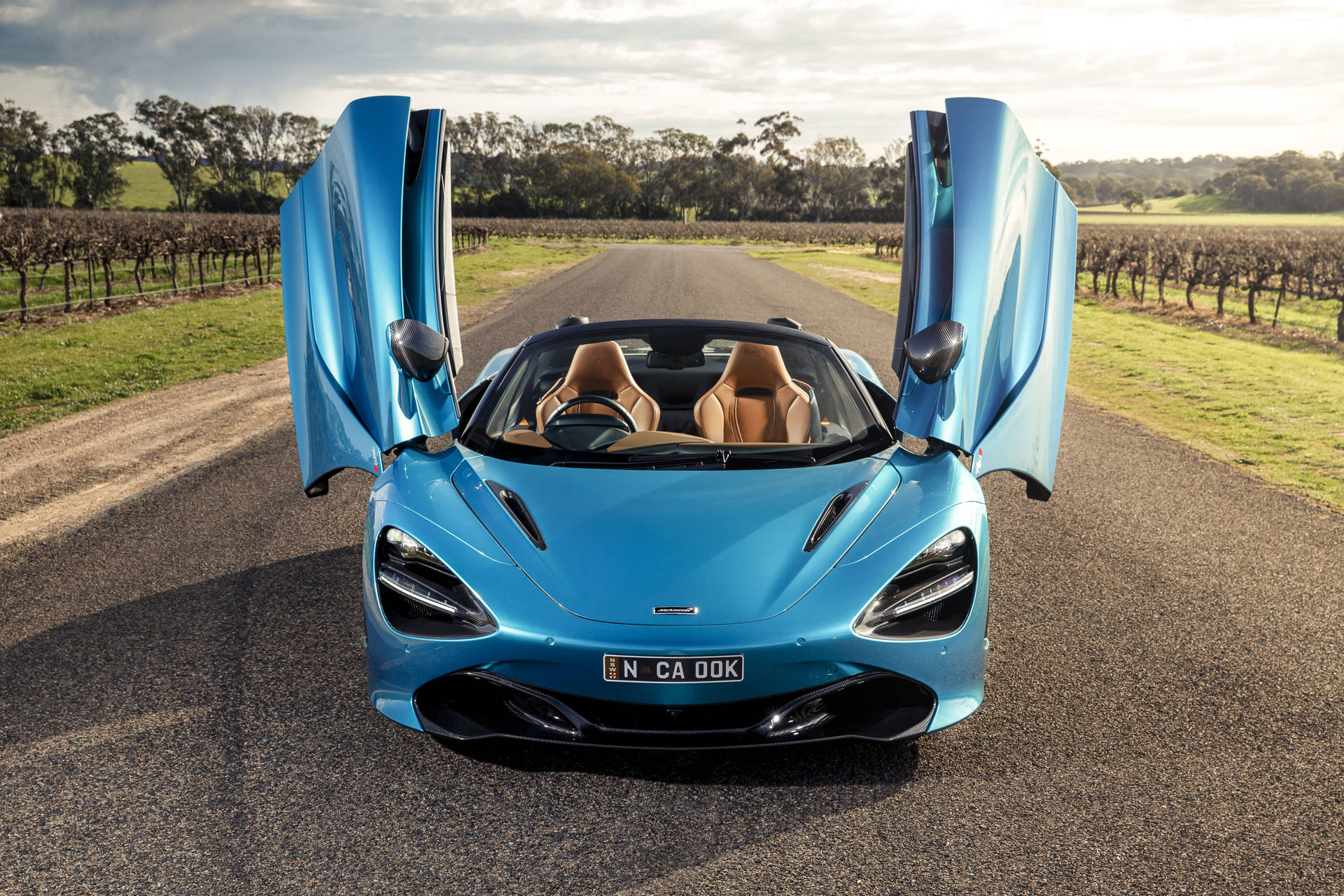 Mclaren 720s Blue Country Background