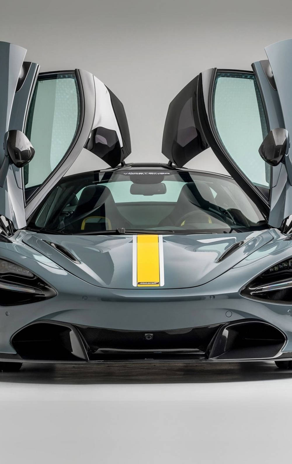 Mclaren 720s Silver Car Open Doors Phone Background