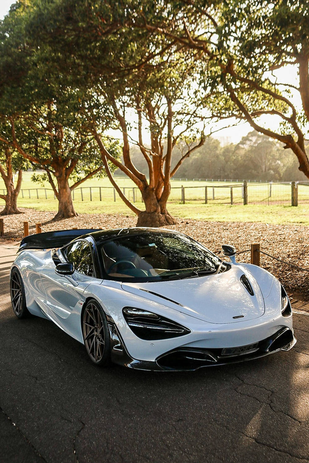 Mclaren 720s White Car By Trees Phone