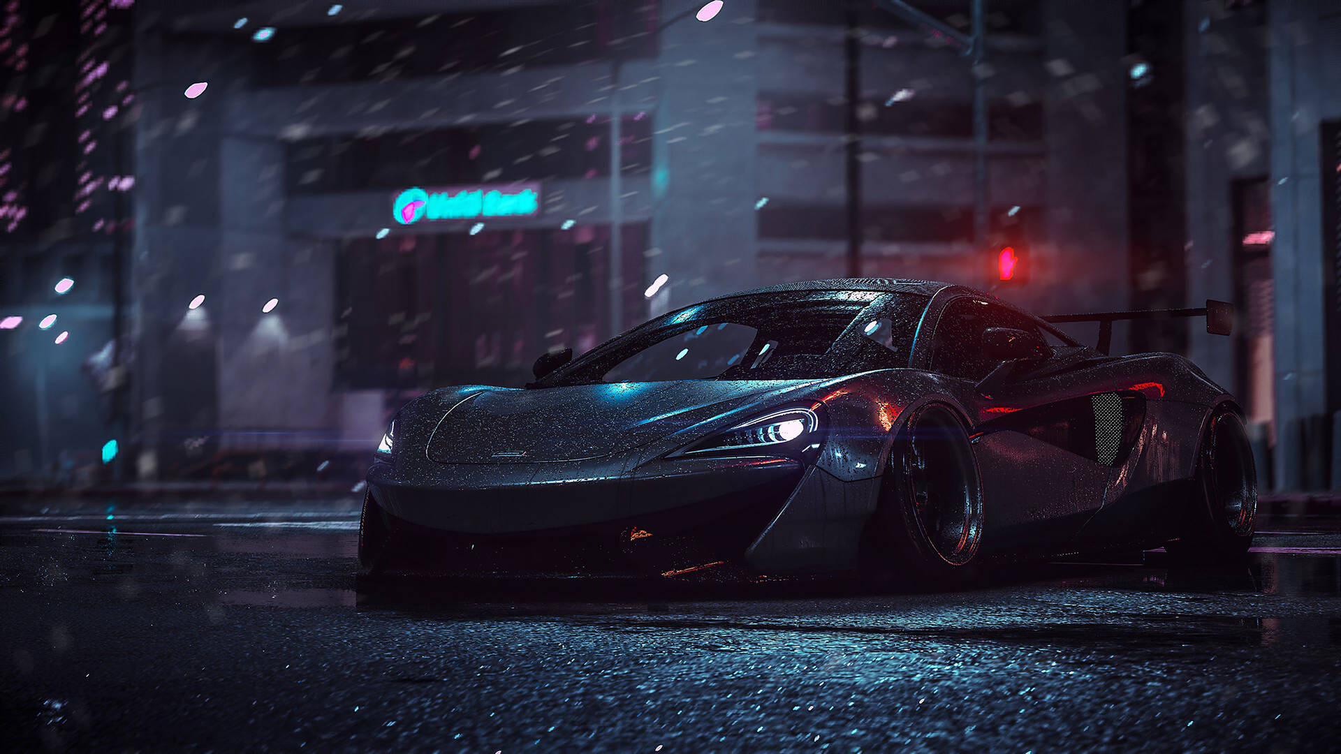 Mclaren Spyder In Snowy City