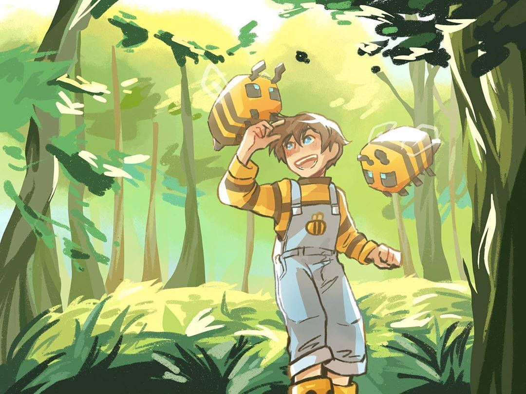 Mcyt Bees On Forest Background