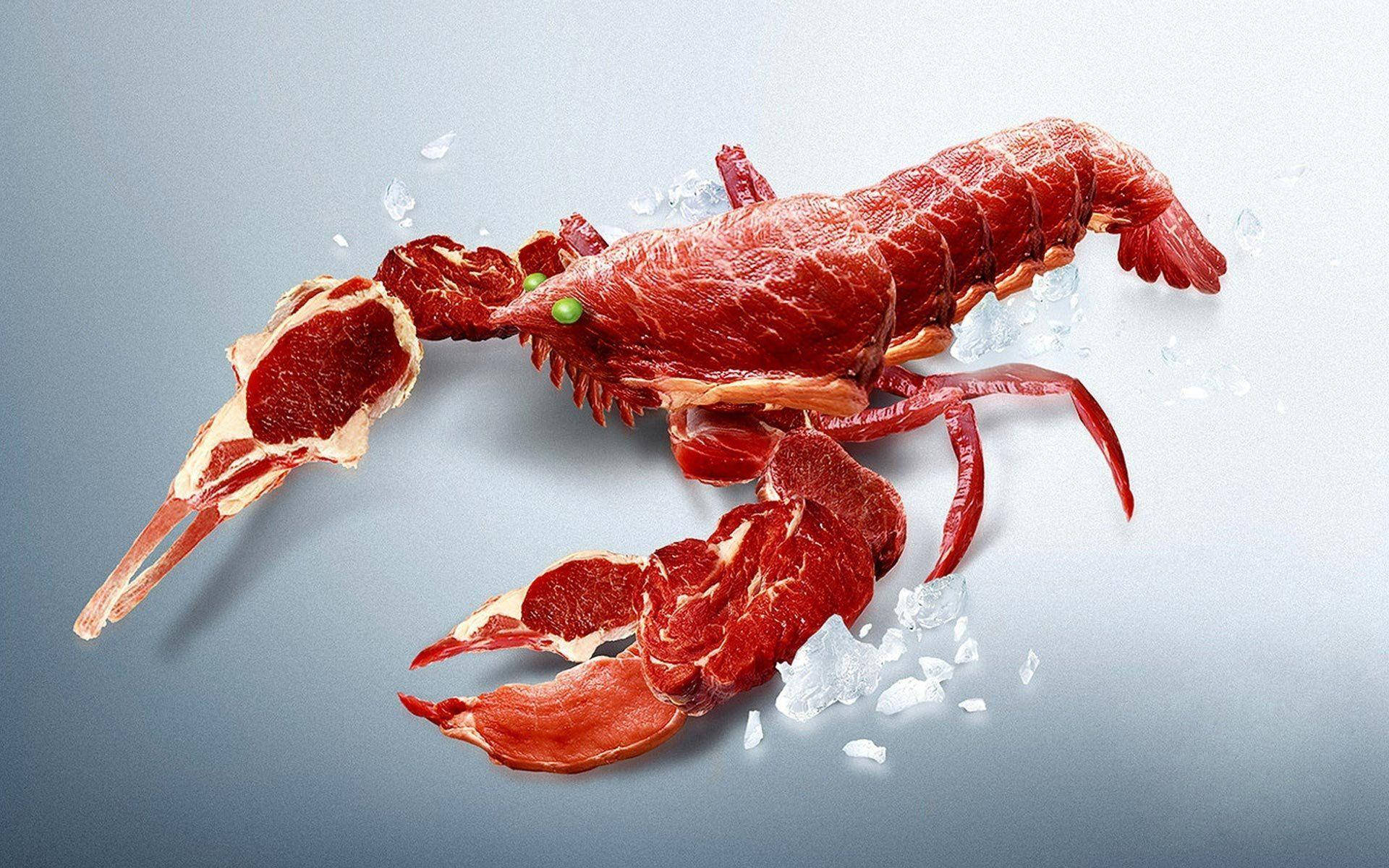 Meat Arranged In A Lobster Background