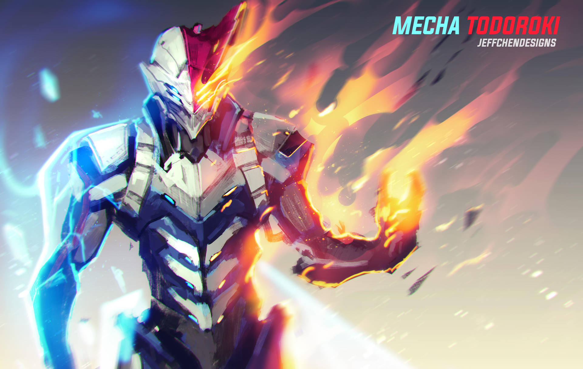 Mecha Todoroki Fire Anime Background