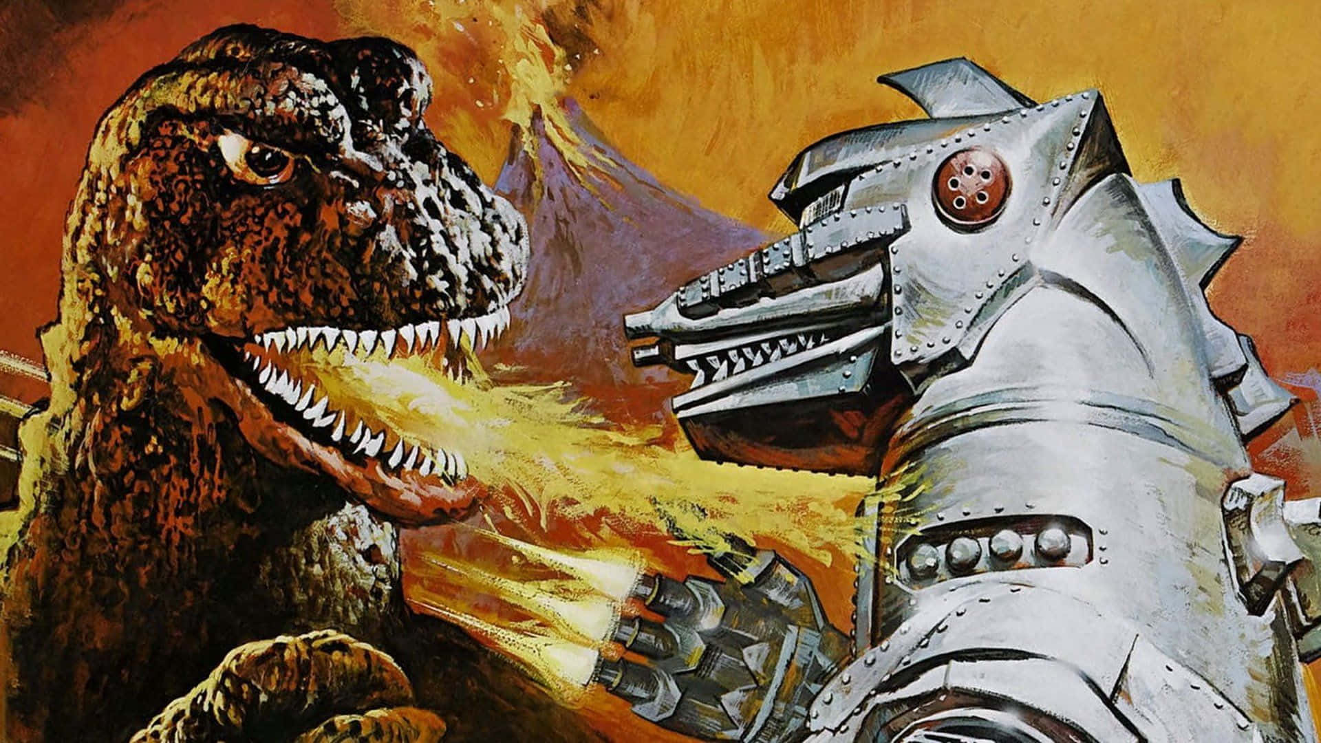 Mechagodzilla Roaring In The City Background