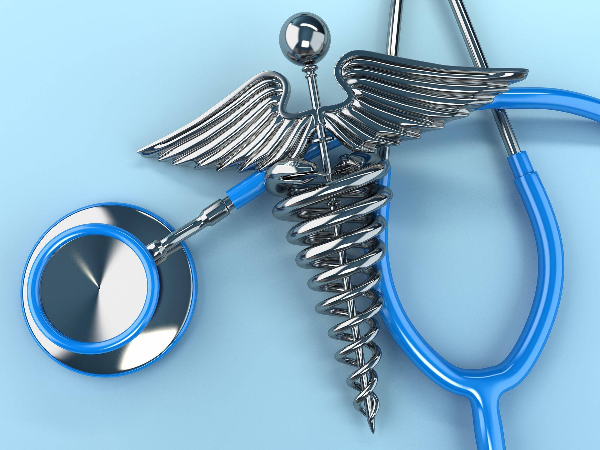 Medical Badge With Blue Stethoscope Background