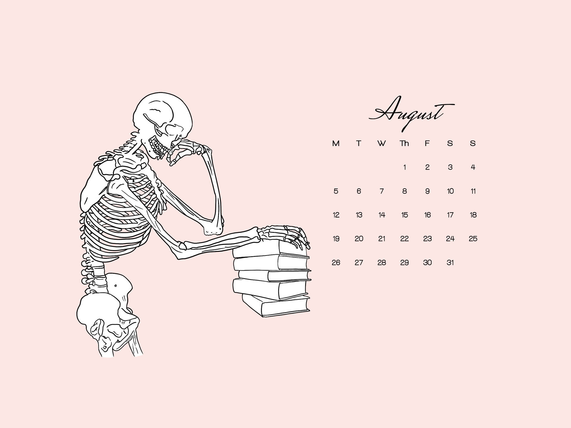 Medical Motivation Skeleton August Calendar Background