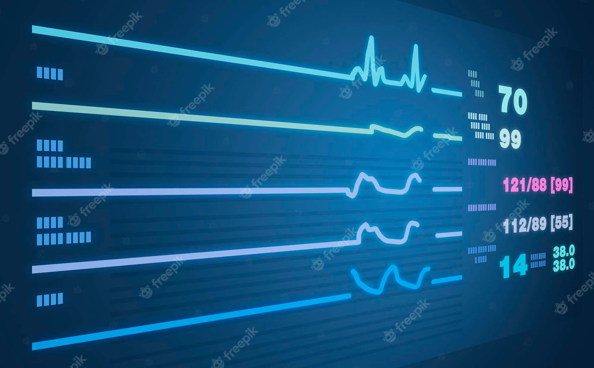 Medical Vital Signs Displays On Monitor Background