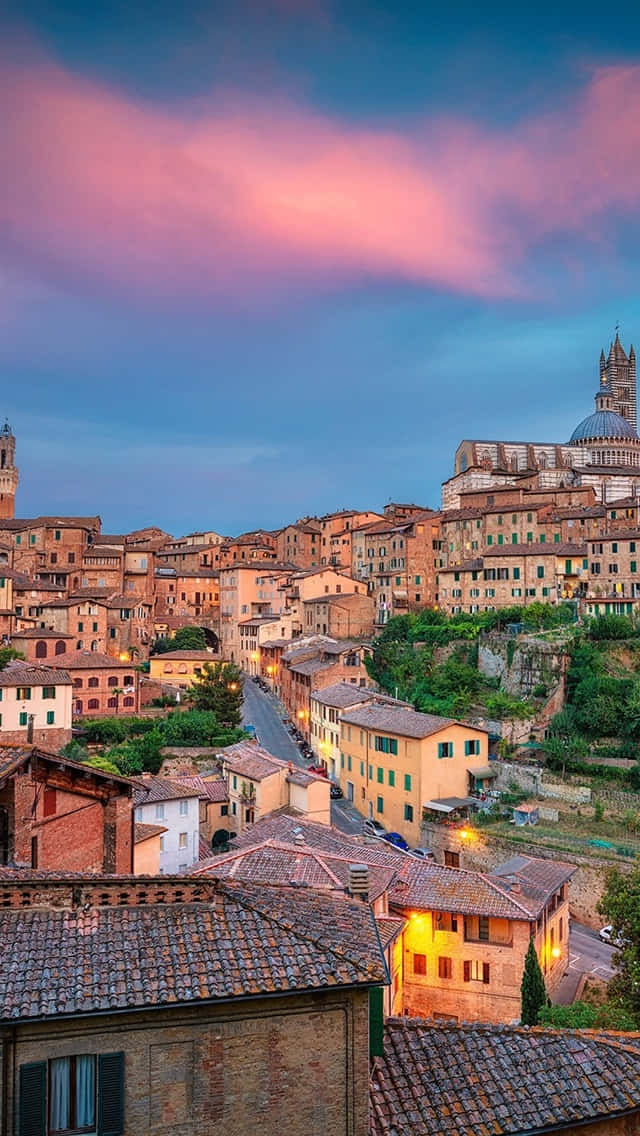 Medieval Houses Dotting The Landscape In Siena