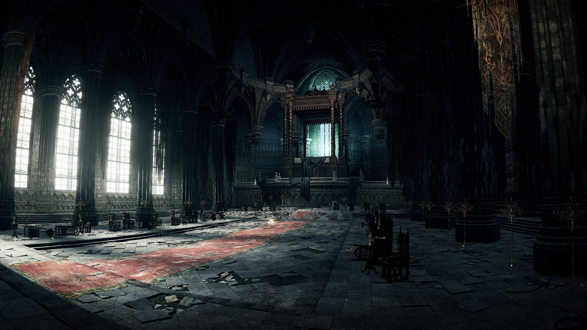 Medieval Irithyll Cathedral Interior Background