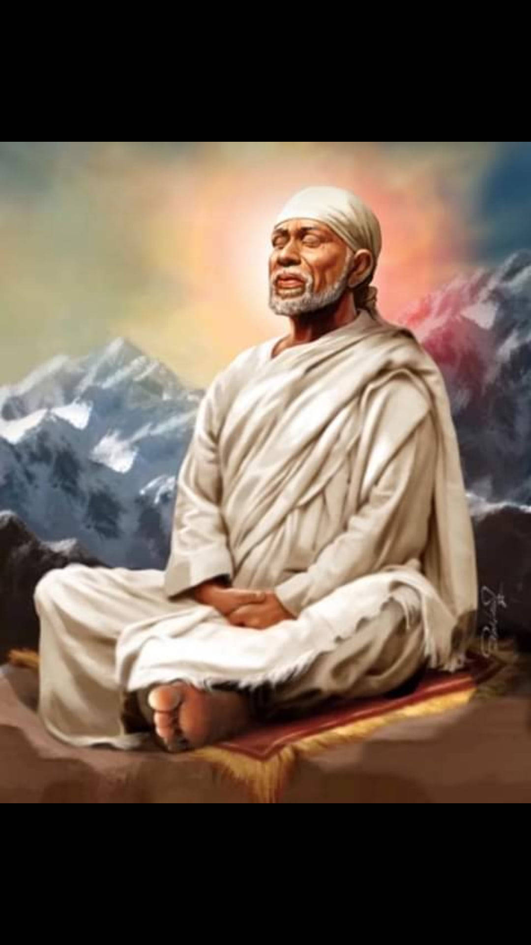 Meditating Guru Sai Baba Phone Background