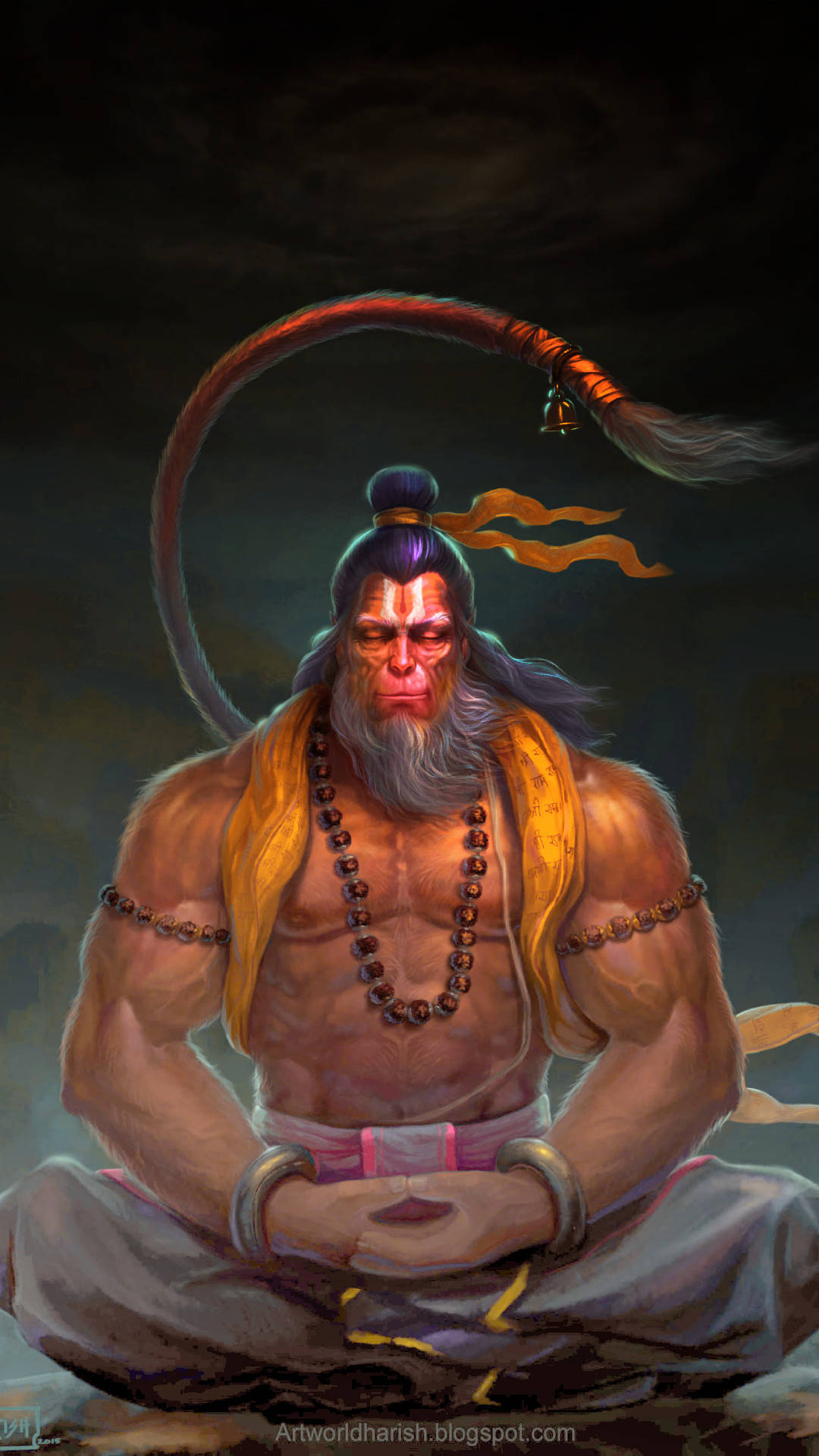 Meditating Hanuman Art Background