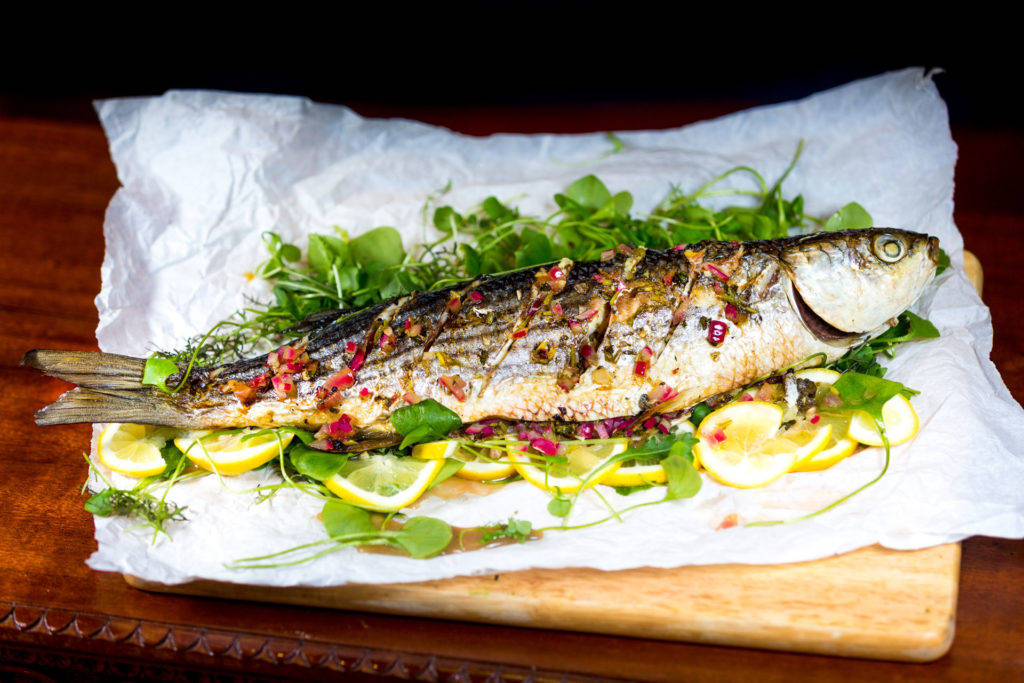 Mediterranean Baked Gray Mullet Background