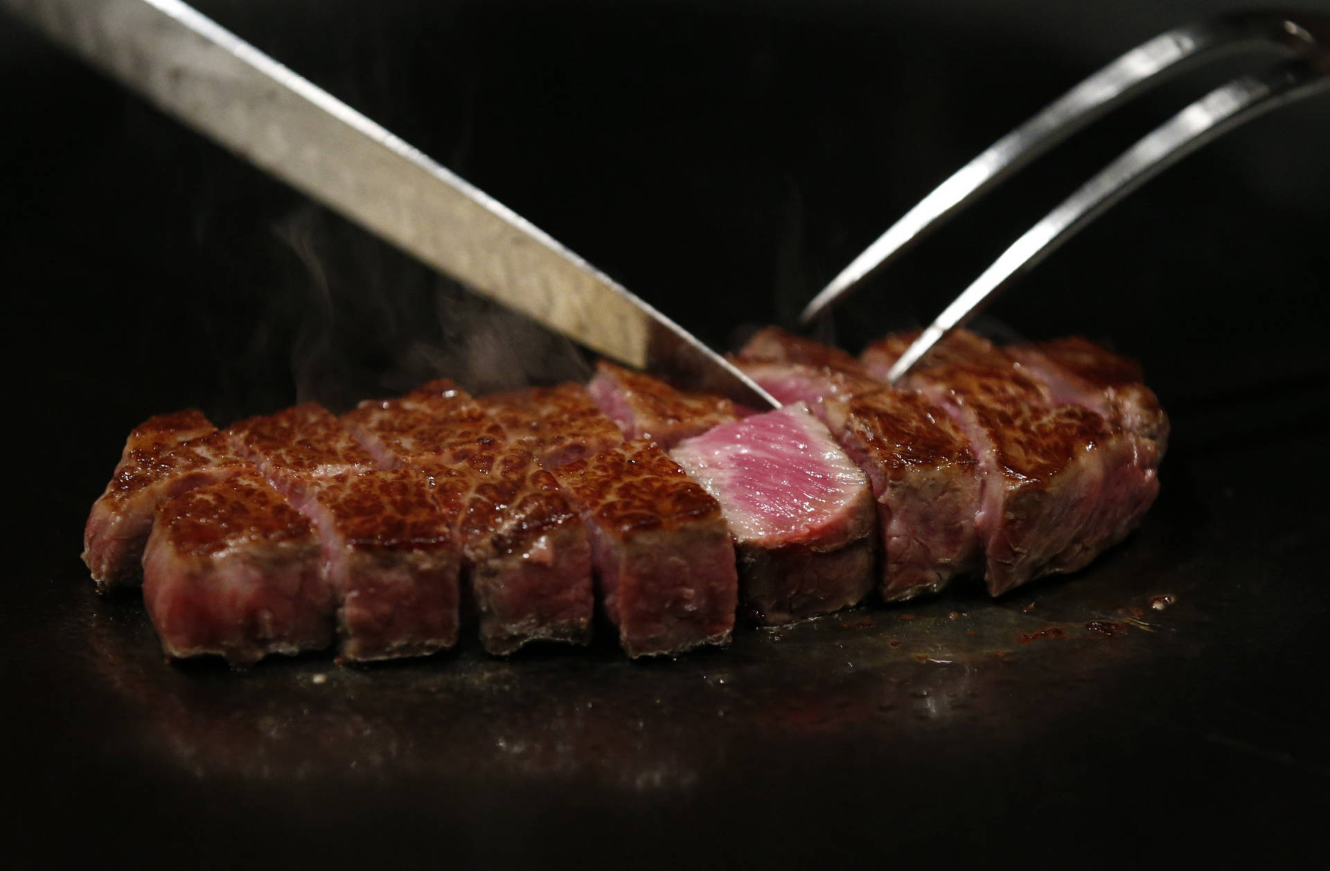 Medium Rare Freshly Cooked Kobe Beef Background