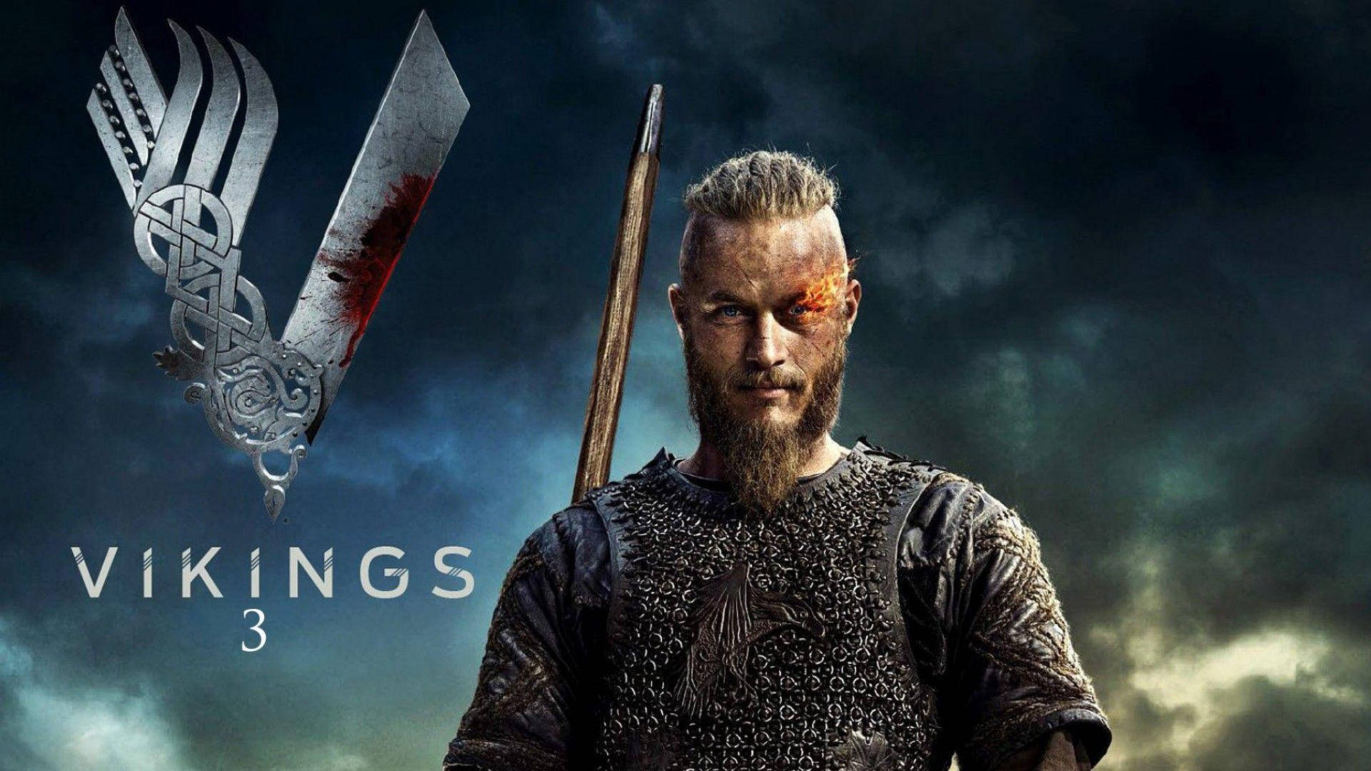 Medium Shot Ragnar Vikings Poster Background