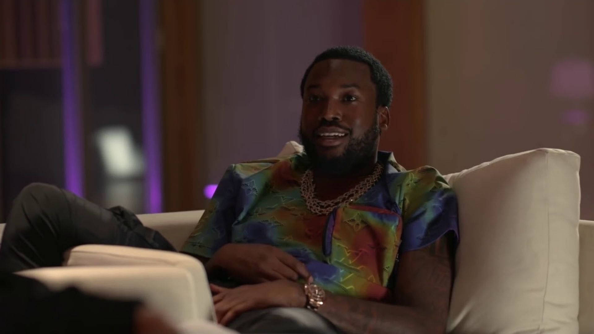 Meek Mill In Colorful Shirt