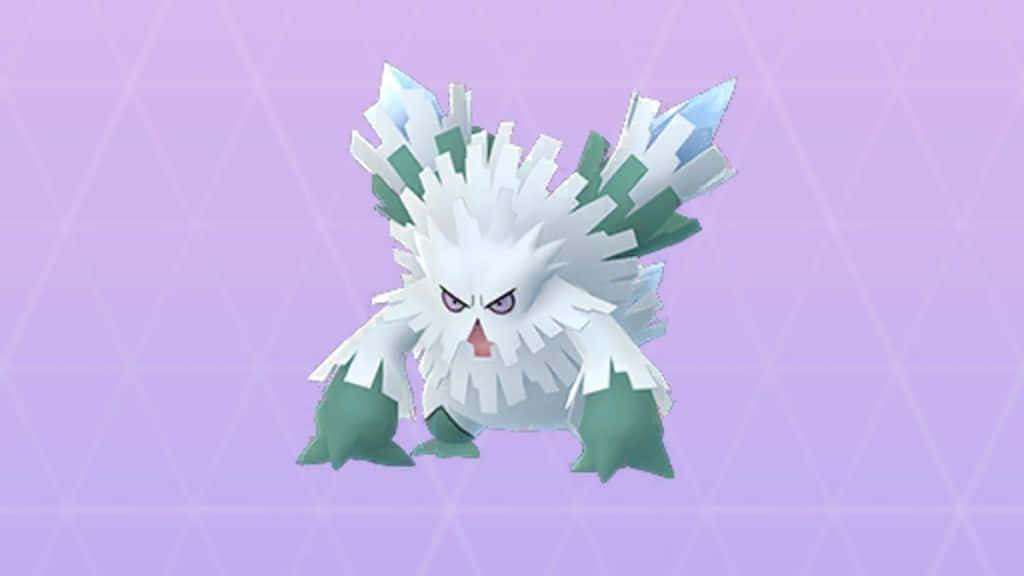 Mega Abomasnow Against Purple Abstract Background