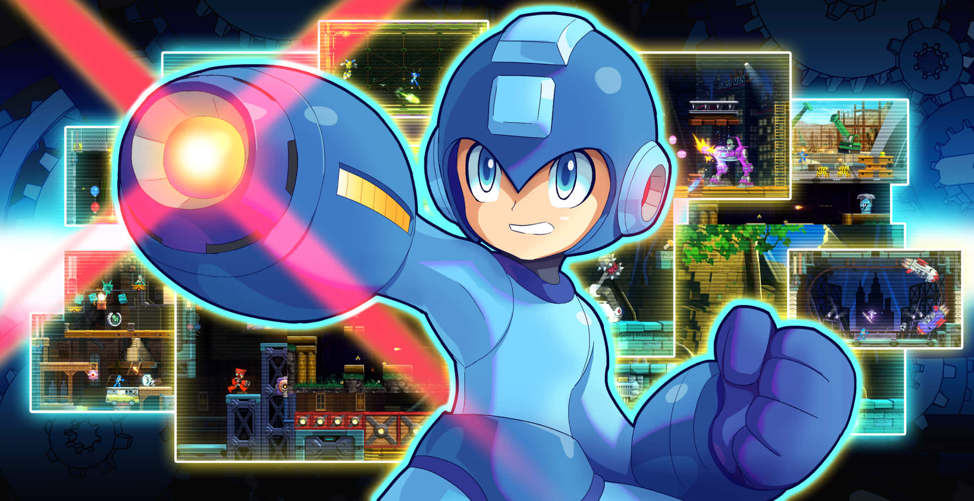 Mega Blaster Mega Man 11 Collage Background