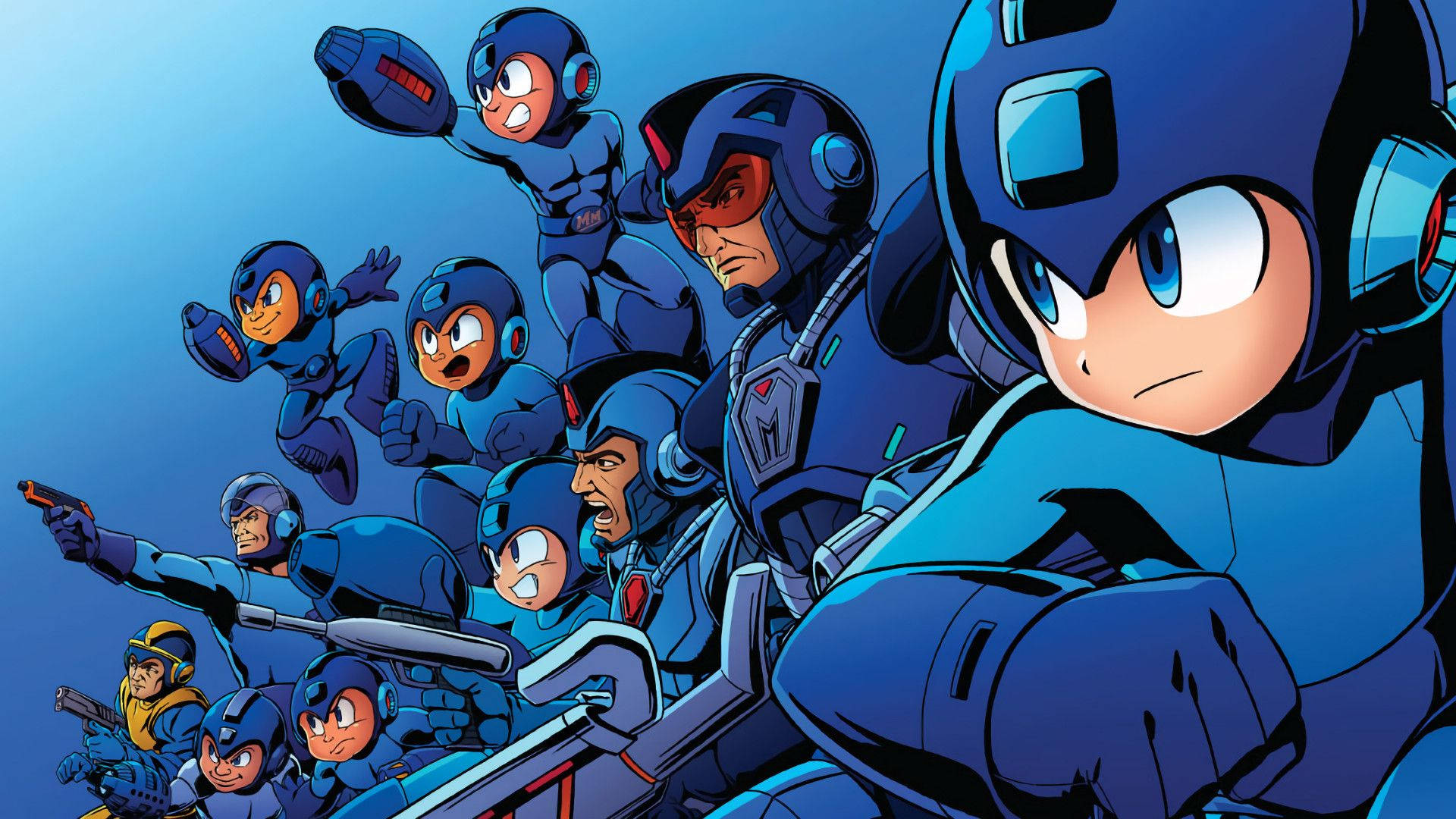 Mega Man Different Art Styles Background
