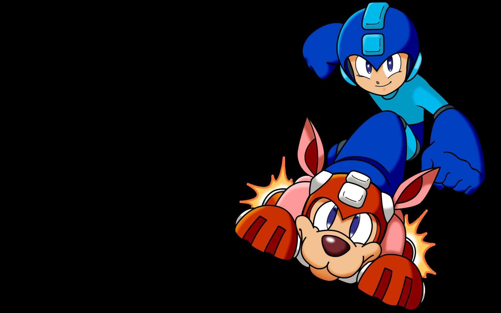 Mega Man Surfing On Rush Background