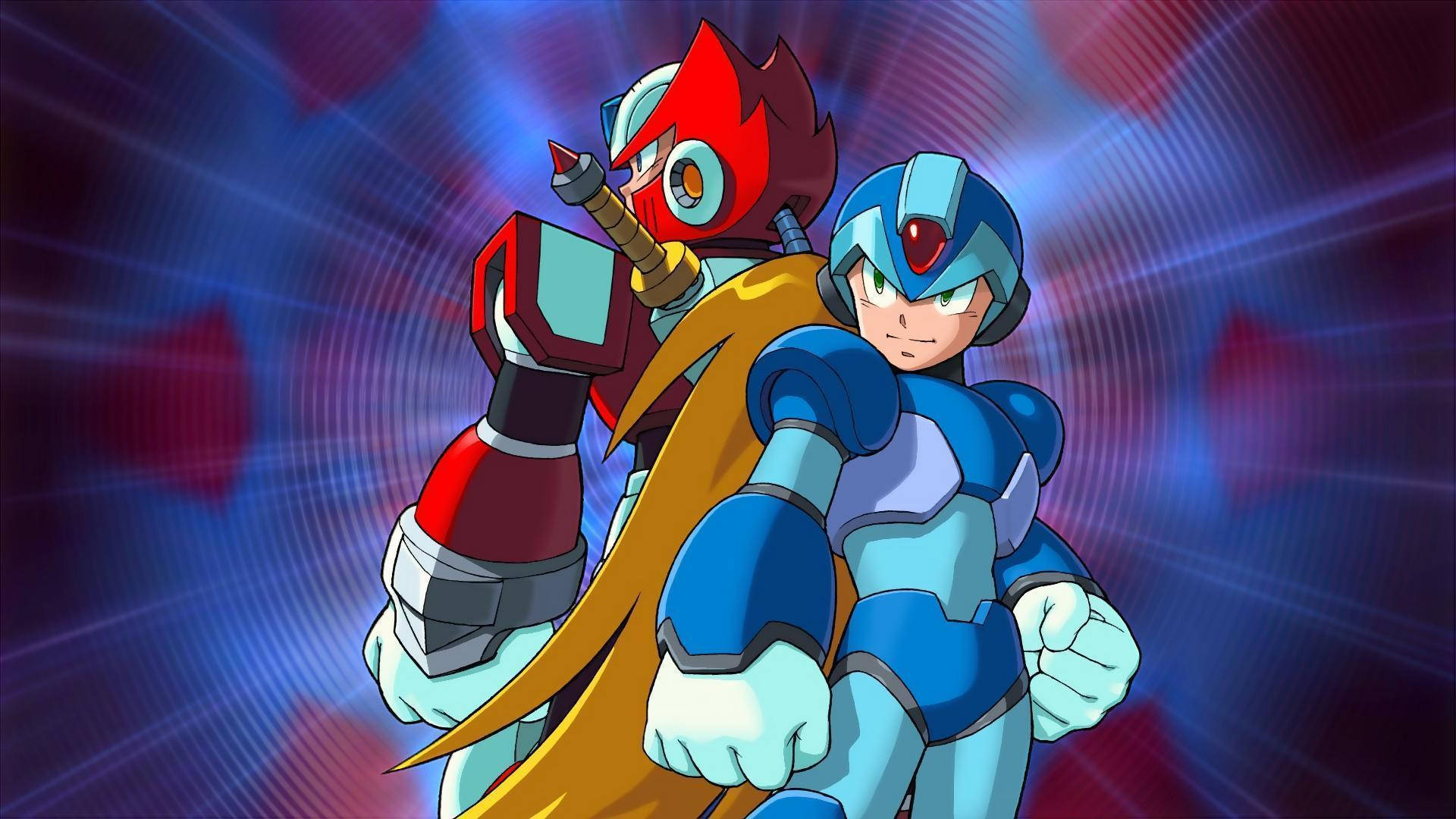 Mega Man With Elite Maverick Zero Background