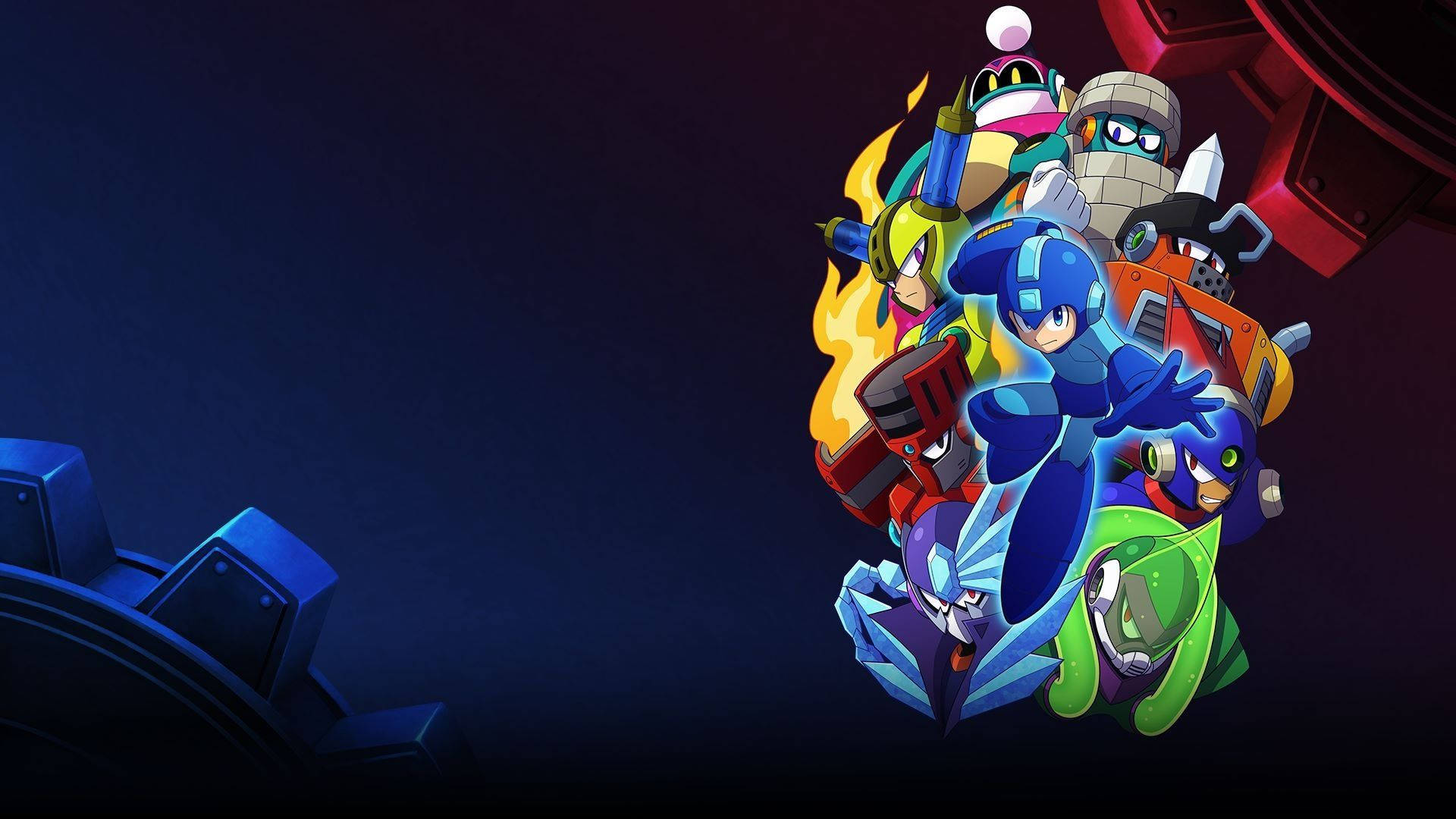 Mega Man With Villains Background