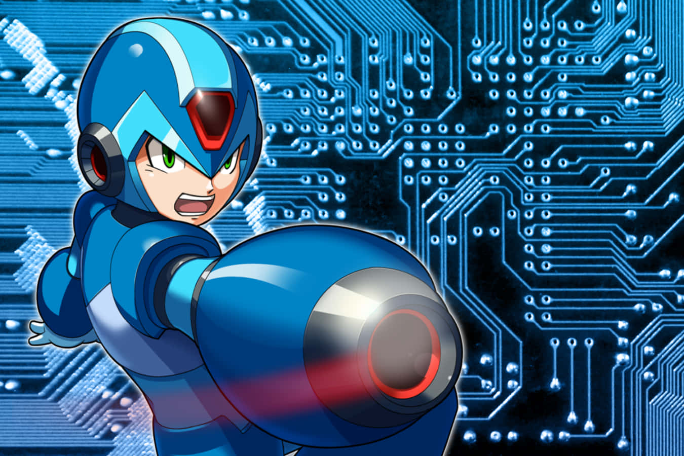 Mega Man X Mega Buster Circuit Board Background Background