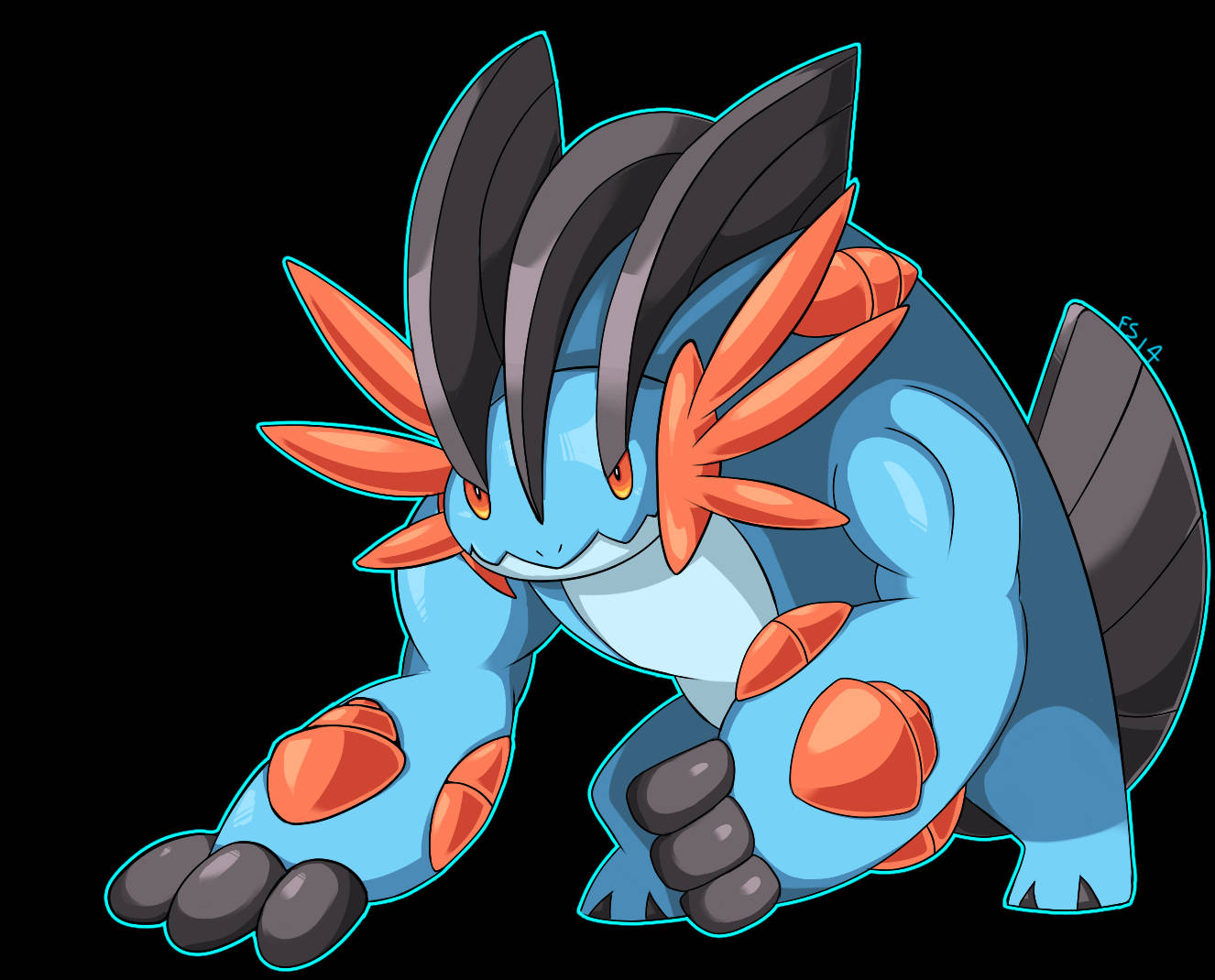 Mega Swampert Raising Fist Background