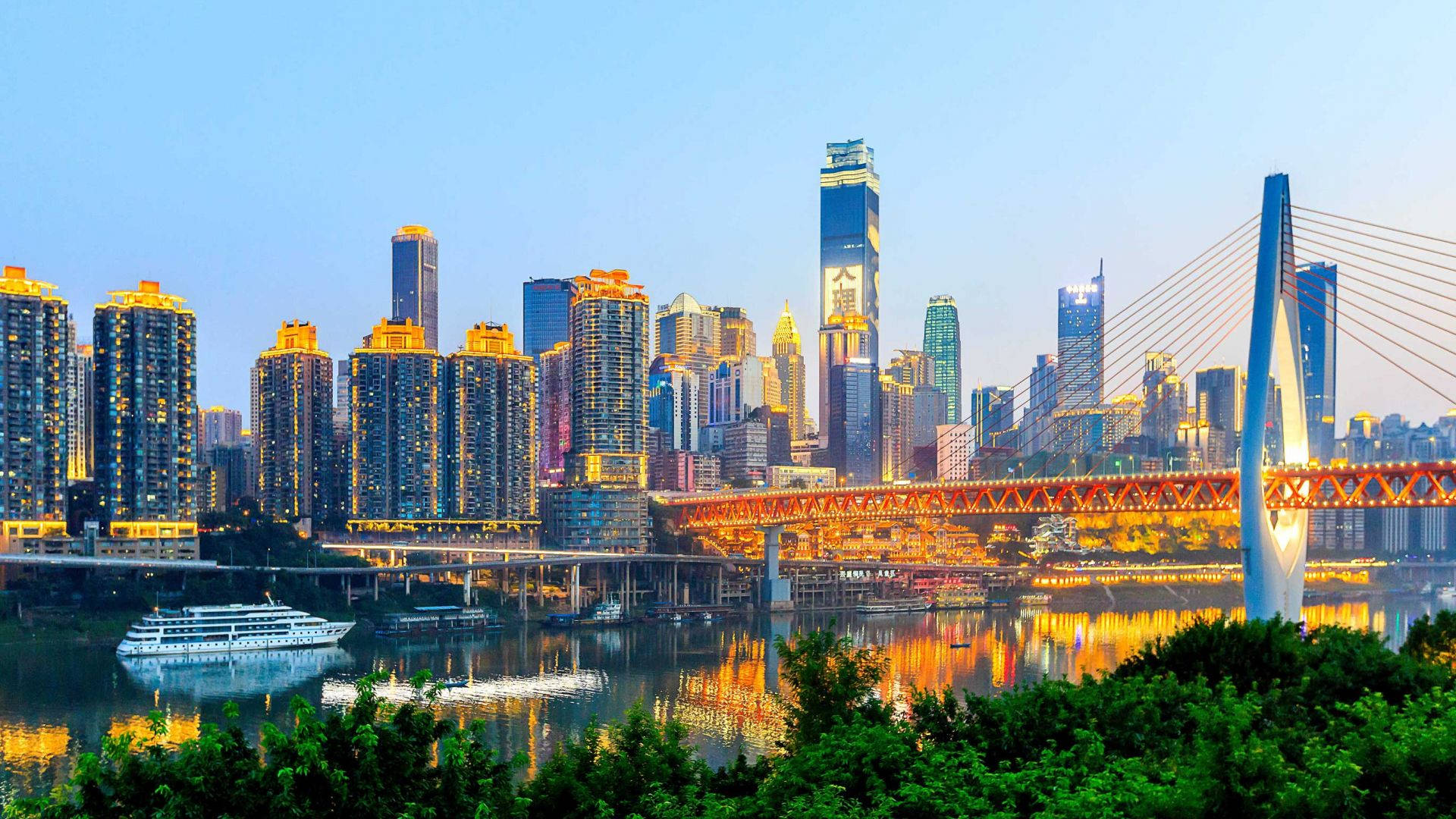 Megacity Chongqing China Buildings Background