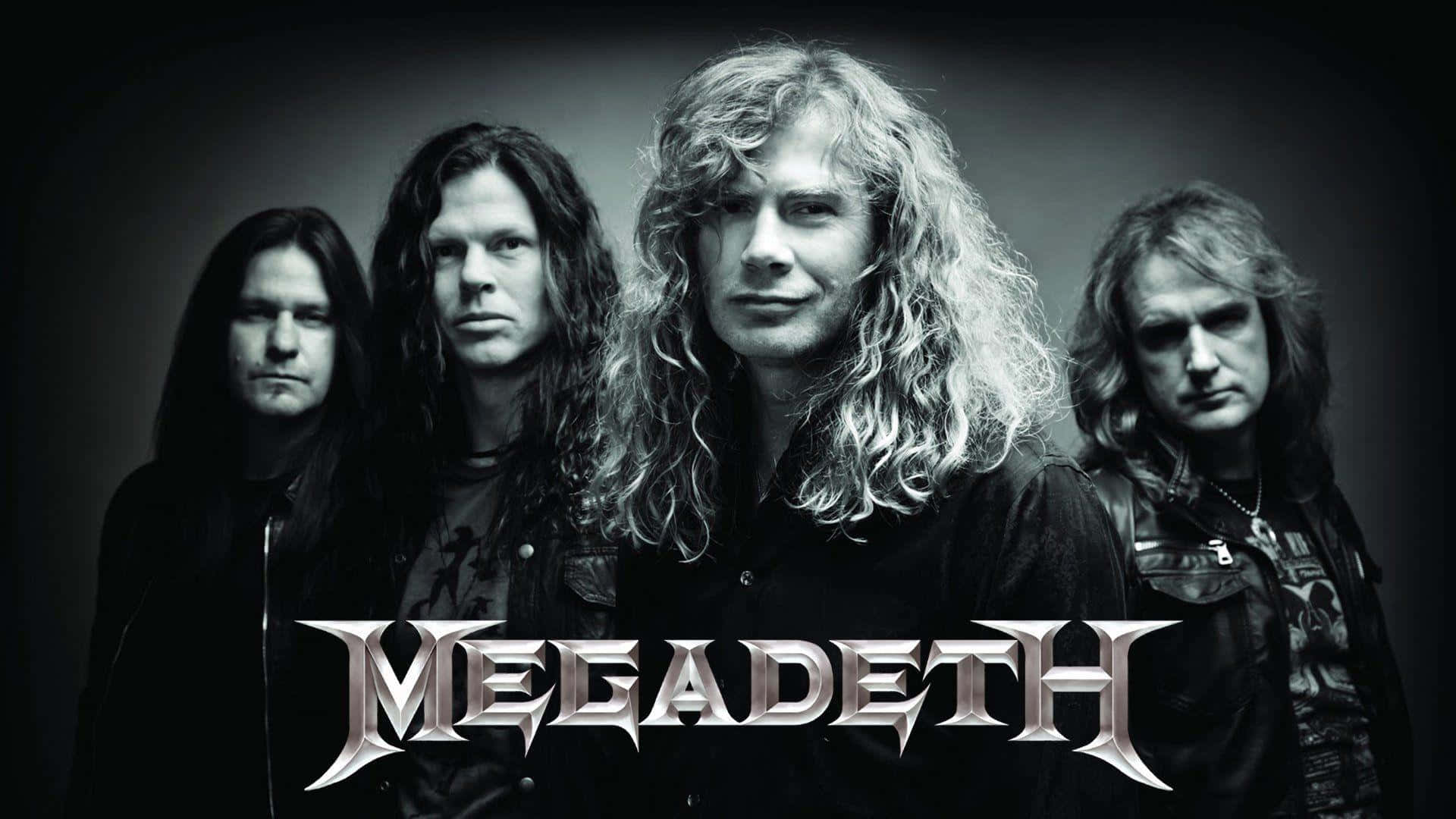 Megadeth Band Portrait Blackand White Background