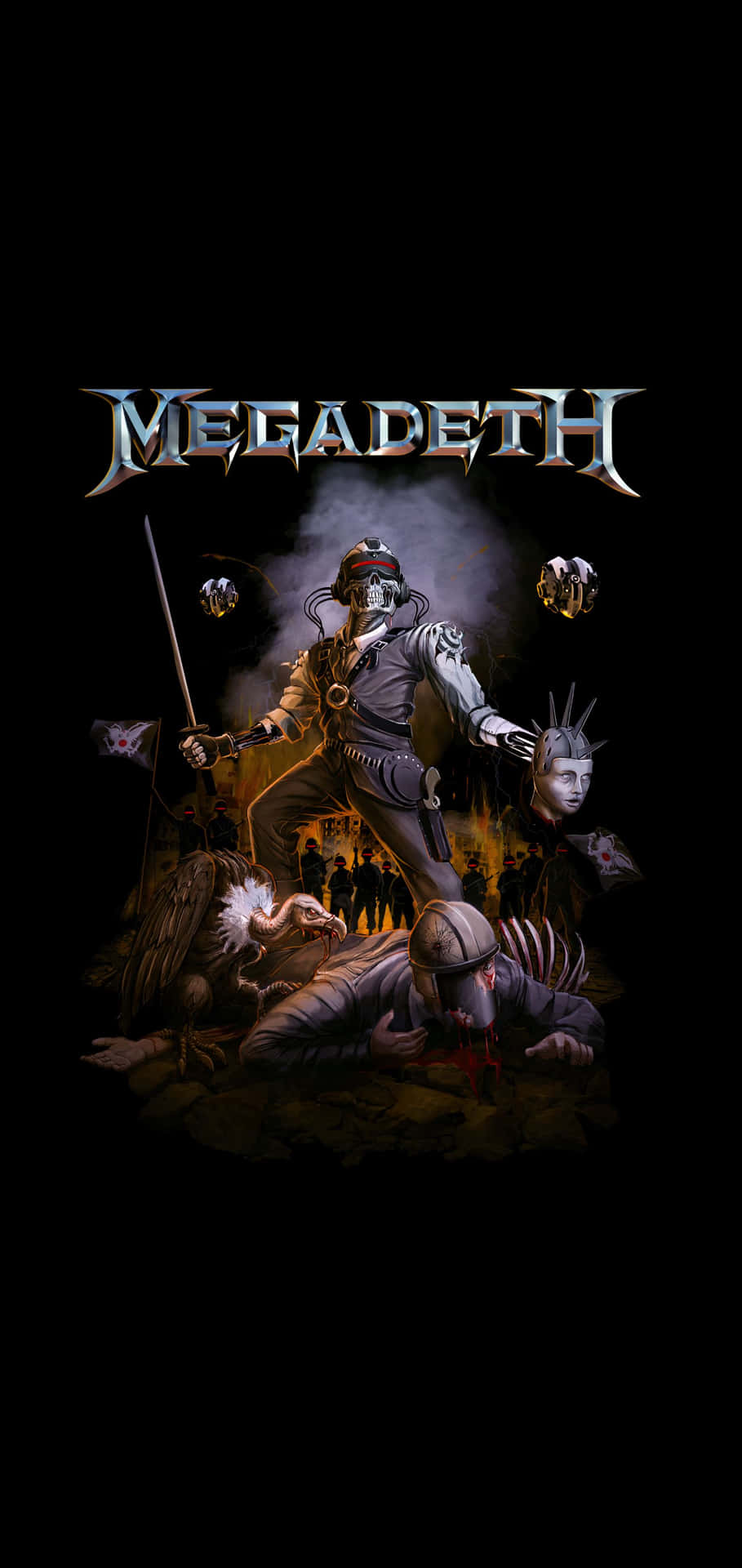 Megadeth Vic Rattlehead Battle Scene Background