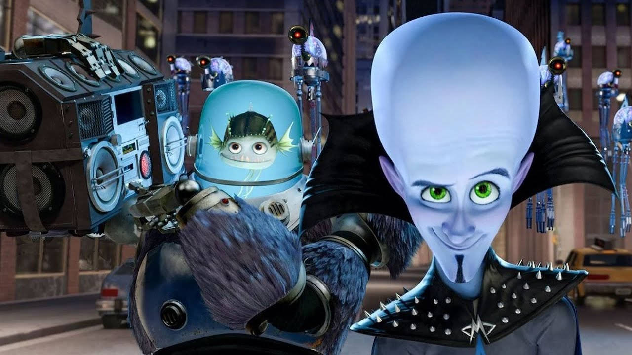 Megamind And Minion With Machine Background