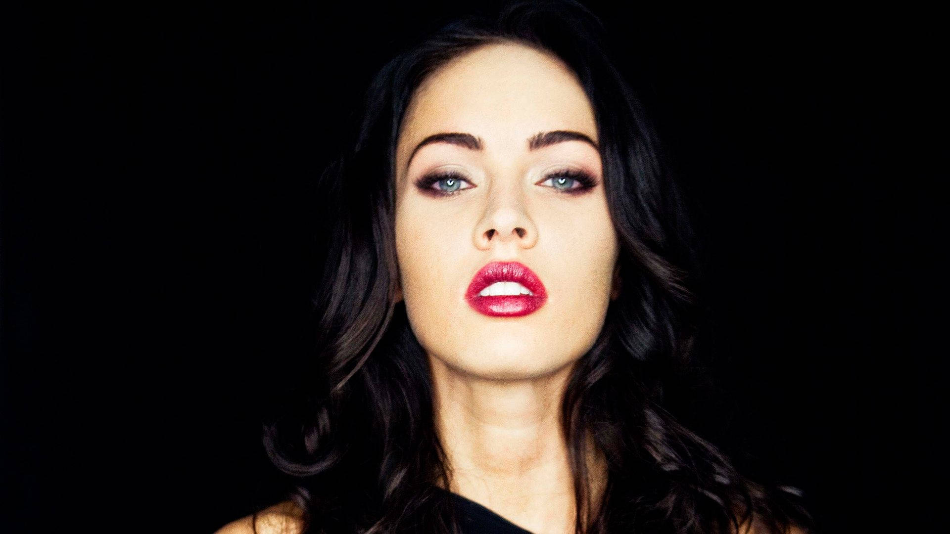 Megan Fox Looking Seductive With Her Signature Red Lips Background