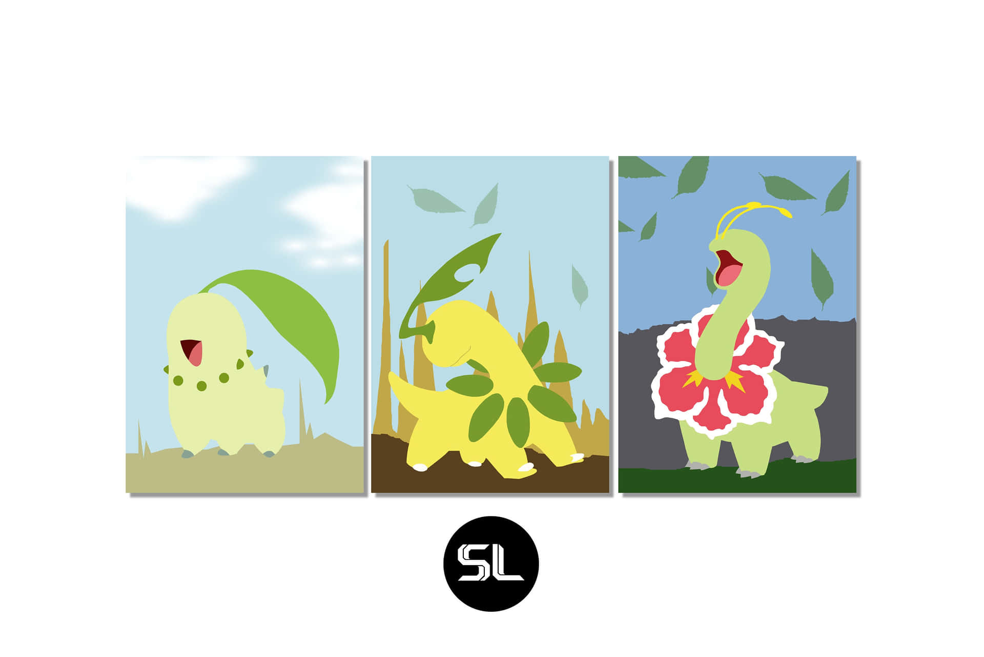 Meganium Evolution Minimalist Aesthetic Illustration Background