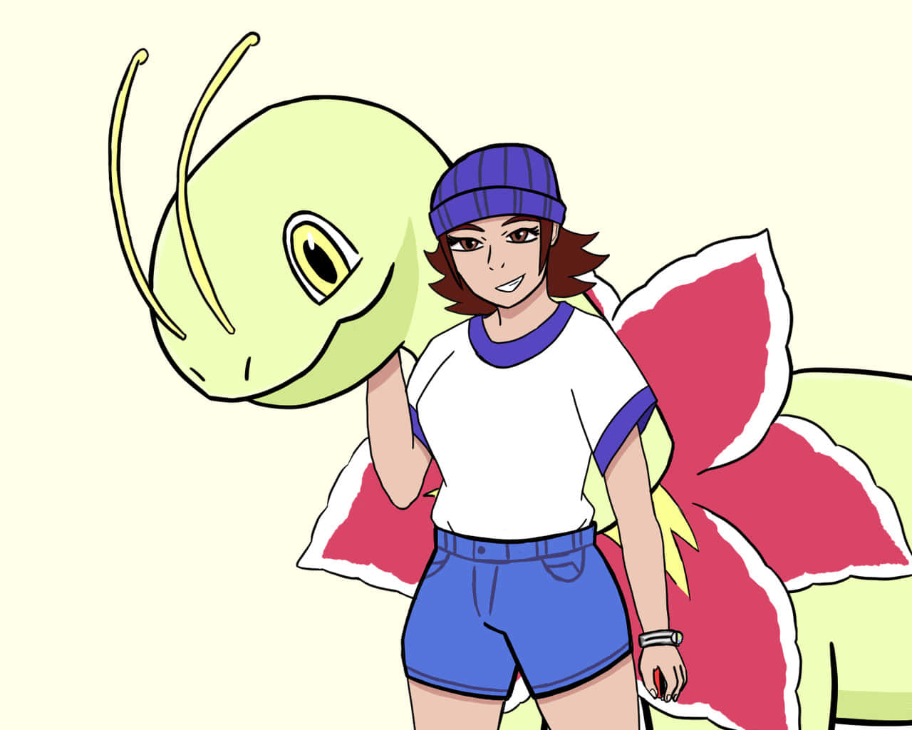 Meganium With A Pokemon Trainer Background