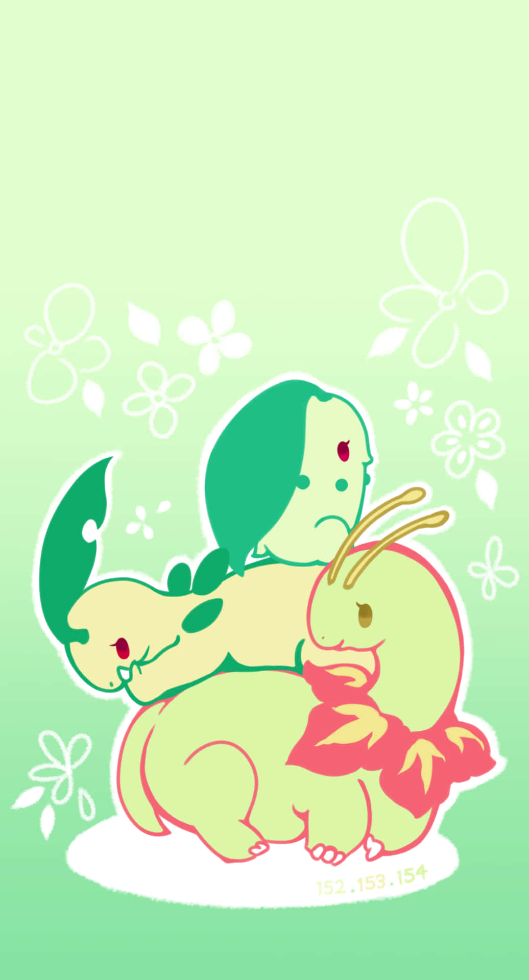 Meganium With Chikorita And Bayleef Background
