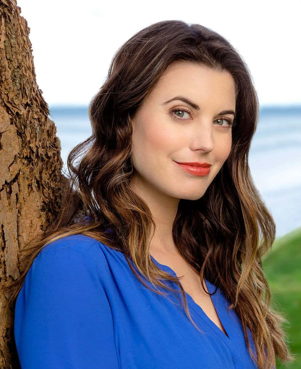 Meghan Ory Blue Dress Seaside Portrait Background