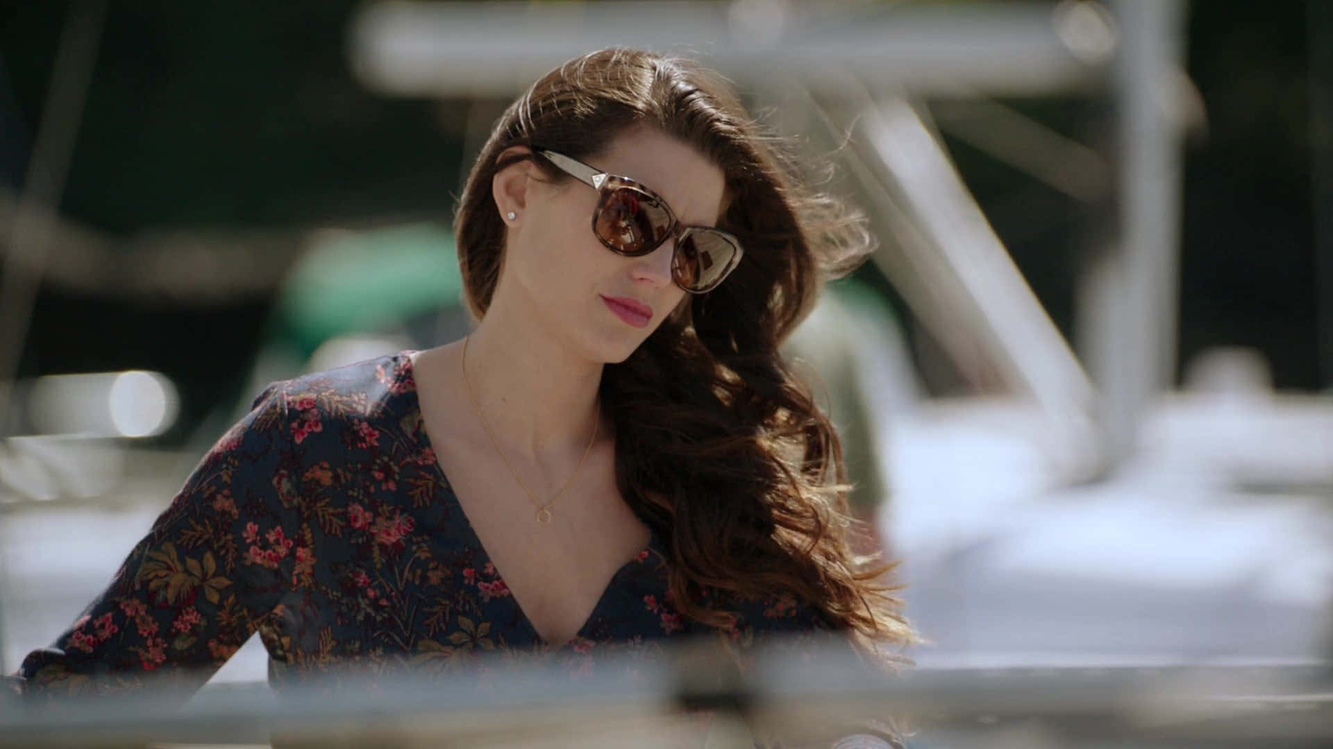 Meghan Ory Sunglasses Outdoors Background