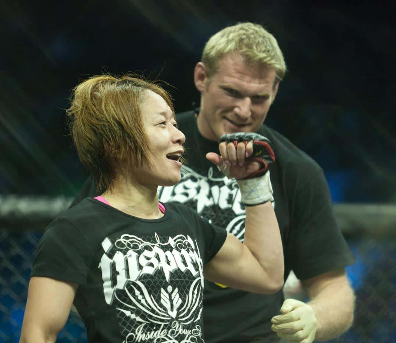 Megumi Fujii With Trainer Josh Barnett Background