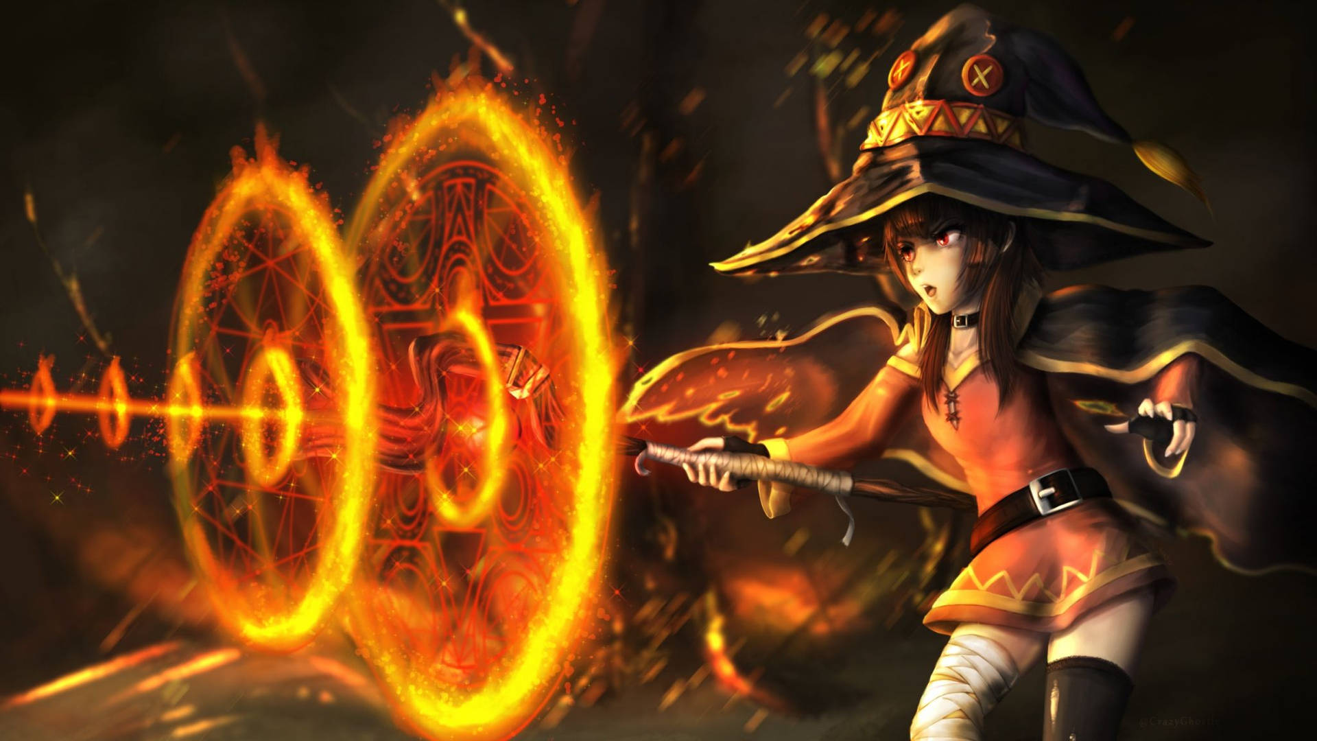 Megumin Fire Anime Background