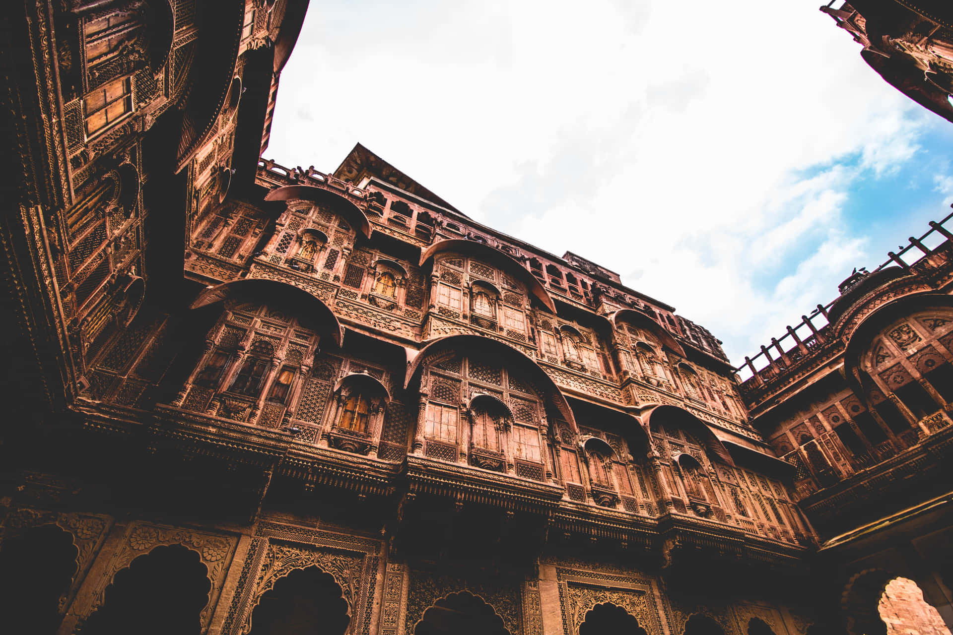 Mehrangarh Fort Courtyard Cloudy Sky