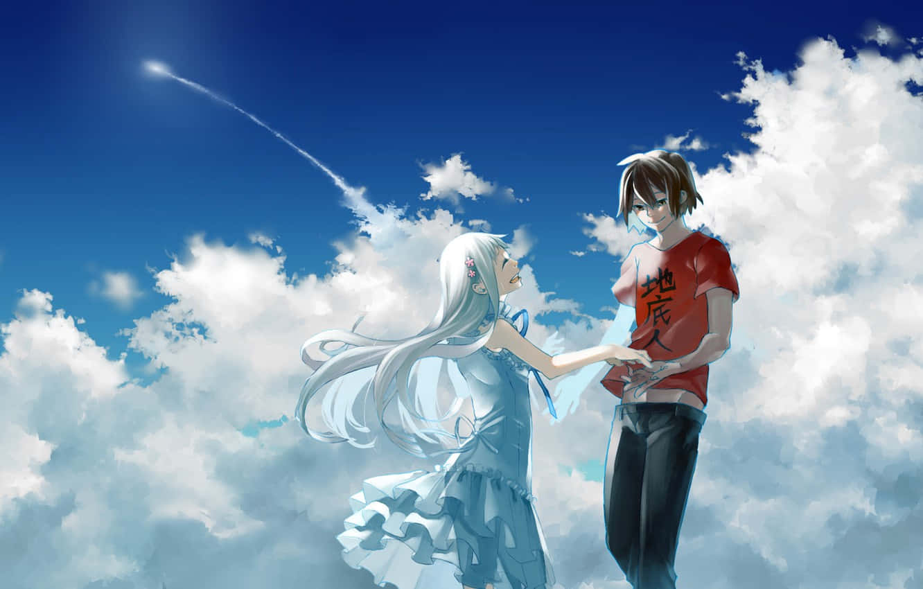 Meiko And Jinta In Blue Sky Romance Anime Background