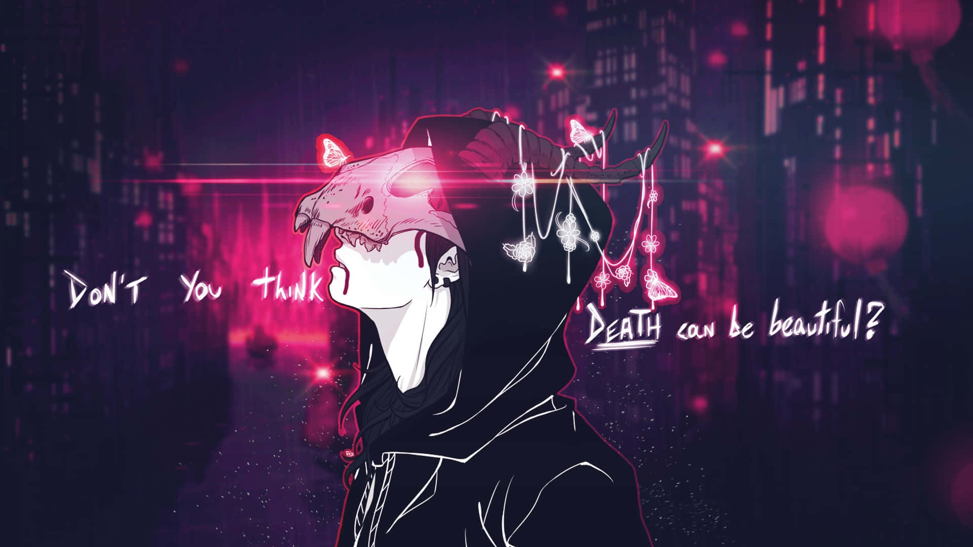Melancholic_ Anime_ Aesthetic_with_ Skull Background