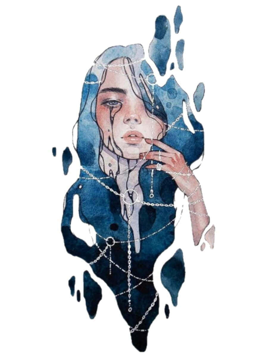 Melancholic_ Blue_ Watercolor_ Portrait Background