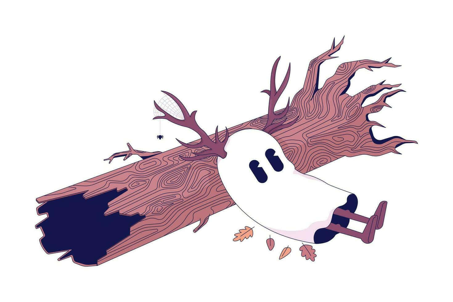 Melancholic_ Ghost_on_ Fallen_ Tree Background