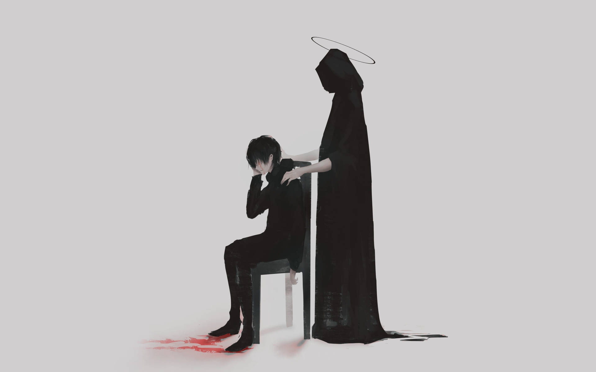 Melancholy Man And Grim Reaper Background